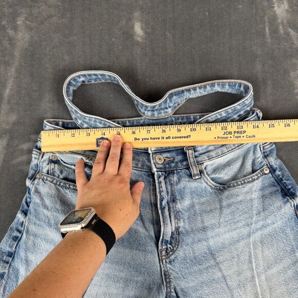 American Eagle SUPER HIGH-RISE BAGGY STRAIGHT Jeans Women’s Size 6 Blue Strigid - Picture 6 of 11